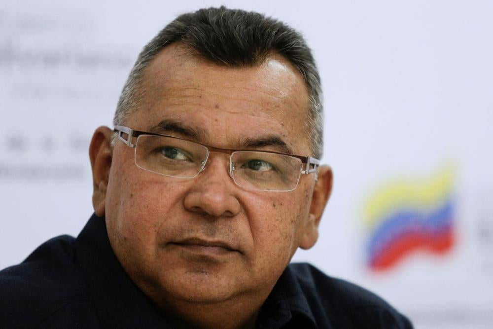 Mayor General Néstor Reverol, ministro del Poder Popular para Relaciones Interiores, Justicia y Paz, y ex titular de la Guardia Nacional Bolivariana (2014-2016). El Cuerpo de Policía 