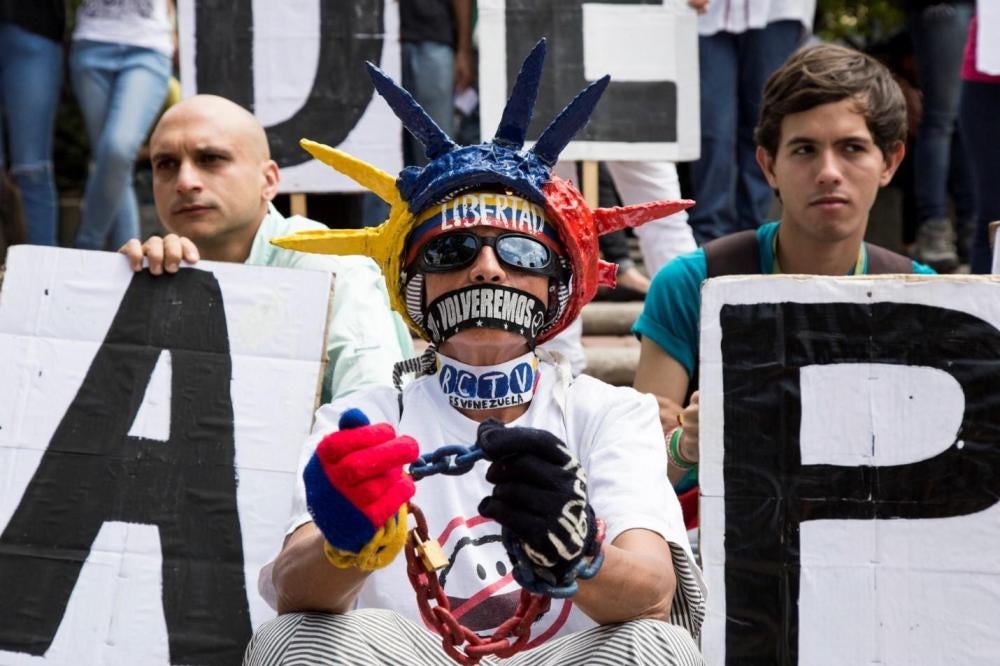 All pictures were taken during a demonstration in Caracas on June 27. 