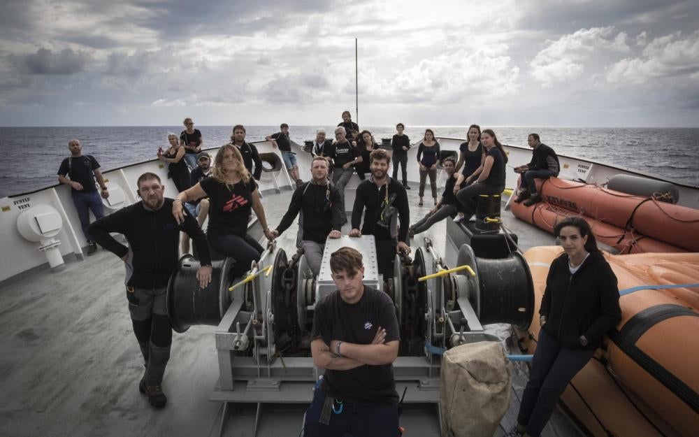 Aquarius rescue and humanitarian crews commemorate the 2013 Lampedusa tragedy.