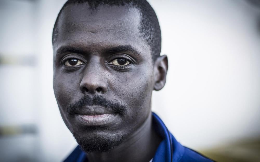 Adam, a 24-year-old from Sudan, on board the Aquarius. October 12, 2017.