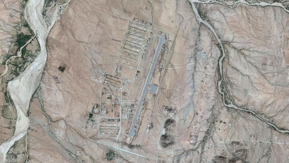 Image satellite enregistrée en janvier 2015, montrant le camp militaire de Sawa, dans le nord-ouest de l’Erythrée. Parmi les bâtiments figure l'école secondaire Warsai Yikealo.