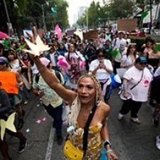 Protesters on streets of Mexico.