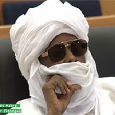 Former Chadian dictator Hissène Habré wears sunglasses.