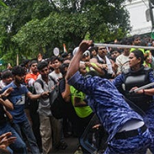 People clash at protest 