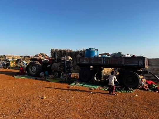 Many civilians from Sudan arrived in Renk, South Sudan, in recent days, crowded on to an open wagon, pulled by a tractor.