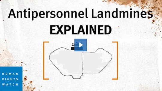 Screenshot of HRW video on Antipersonnel Landmines. 