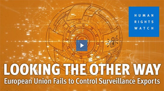 Screenshot of HRW video reading "Looking the Other Way".