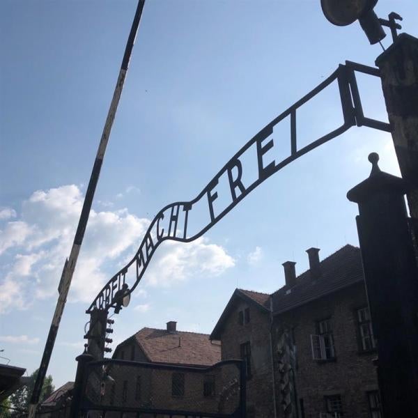 Gate to the former Nazi concentration and extermination camp Auschwitz. 