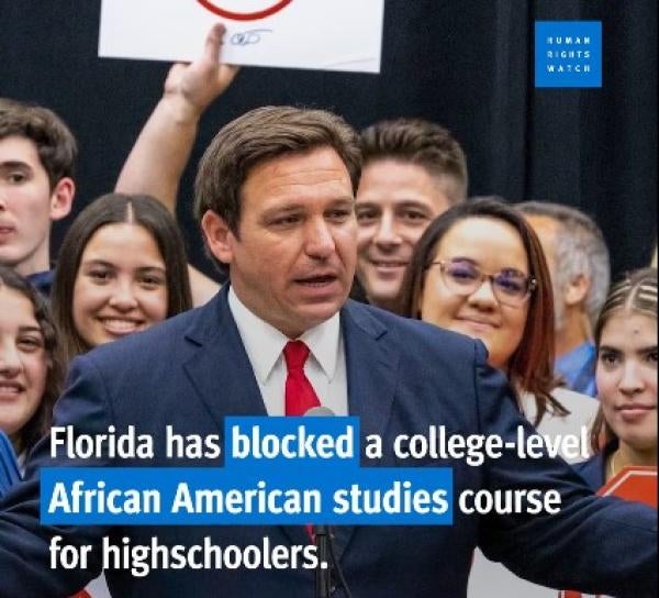 Florida has blocked a college-level African American studies course for highschoolers