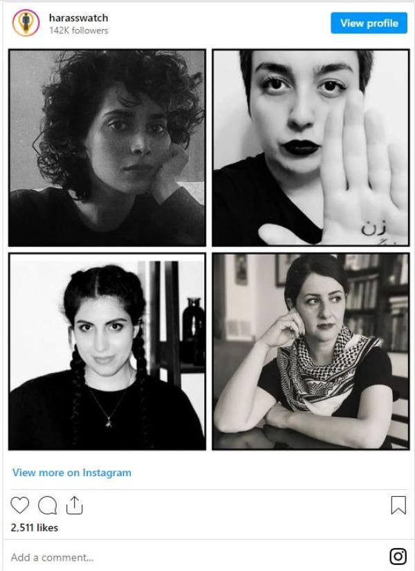 Instagram post of Iranian activist women 