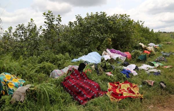 Laundry belonging to Congolese migrants expelled from Angola in Kamako, Kasai province near the border with Angola, in the Democratic Republic of the Congo.
