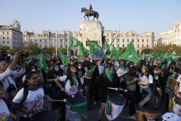 Feminist groups march on International Abortion Day to demand a legal, free and safe abortions in Lima, Peru, September 28, 2022. 