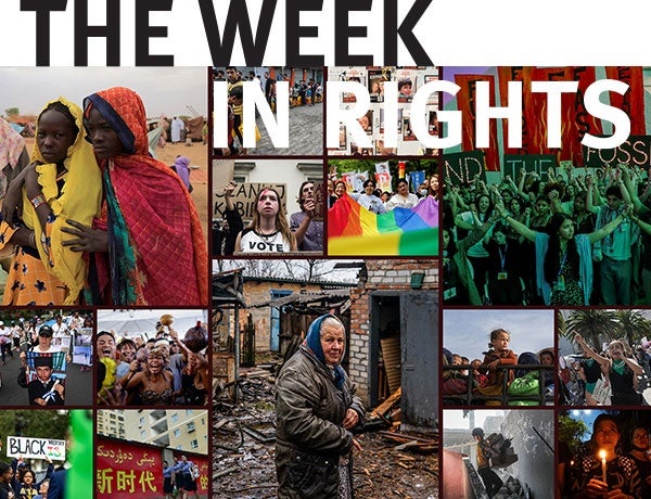 Collage of images with the words The Week in Rights overlayed on top