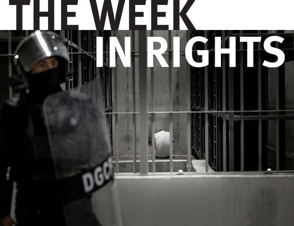 Police in protective gear stands near cell. 