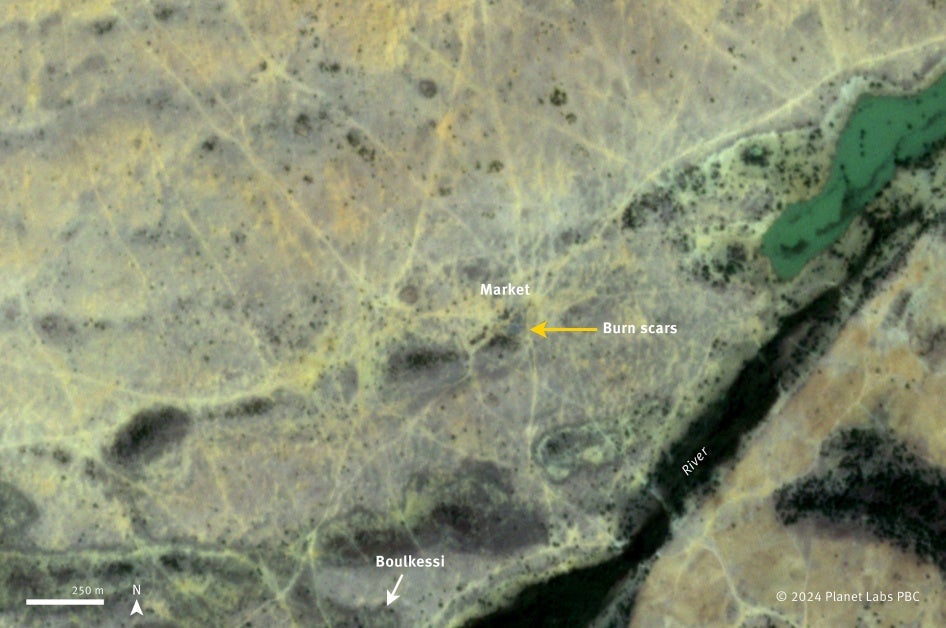 Twenty-four hours later, on November 19, 2023, burn scars are visible in the same location. Images 