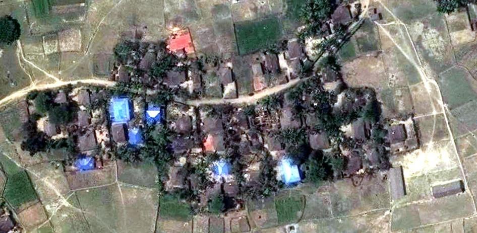 Building destruction in the village of Kyet Yoe Pyin, Maungdaw District Pre-destruction satellite image recorded on 30 March 2016