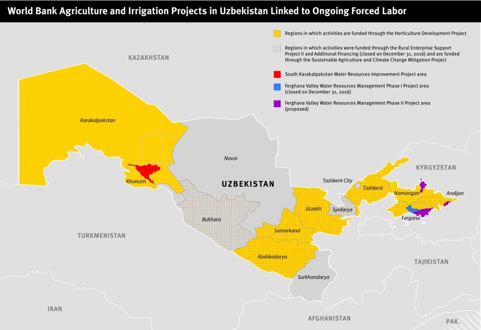 World Bank Agriculture and Irrigation in Uzbekistan Linked to Ongoing Forced Labor Map