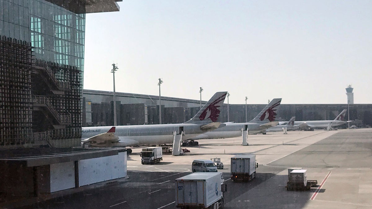Airplanes are seen parked at the Hamad International Airport in Doha, Qatar, June 16, 2017. 