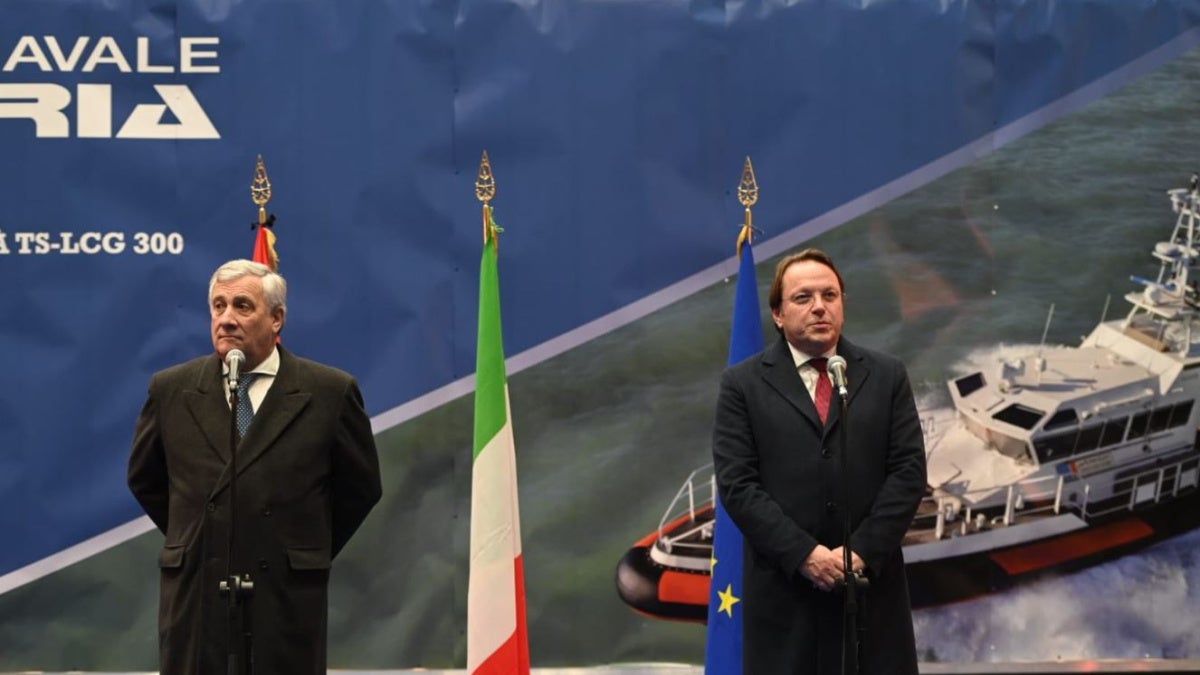 Neighbourhood and Enlargement Commissioner Oliver Várhelyi, and Antonio Tajani, Deputy Prime Minister and Foreign Affairs of Italy talking about five Search and Rescue vessels given to the Libyan Coast Guard.