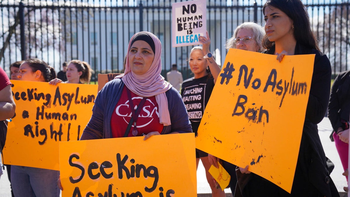 Demonstrators protesting against US asylum restrictions
