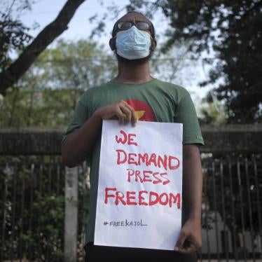 A protester demands the release of Bangladeshi journalist Shafiqul Islam Kajol in front of the National Press Club in Dhaka, Bangladesh on May 5, 2020. 