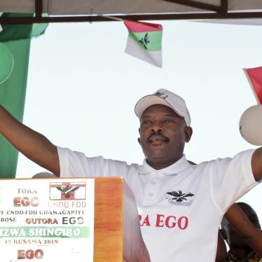 Burundi’s former president, Pierre Nkurunziza, who died on June 8, 2020, attends a rally to launch the ruling party’s campaign calling for a “Yes” vote in the constitutional referendum, in Bugendana, Gitega province, Burundi, May 2, 2018.