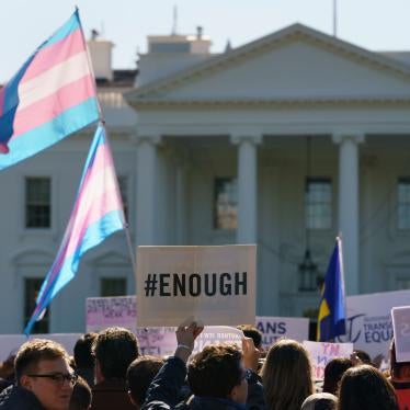 Transgender rights activists gather in front of the White House in Washington, DC, for a #WontBeErased rally, October 22, 2018.
