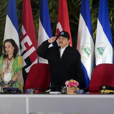Nicaragua's President Daniel Ortega greets soldiers during the oath of the Commander in Chief of the Nicaraguan army General Julio Cesar, at the Revolution square in Managua, Nicaragua February 21, 2020.