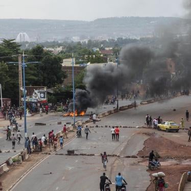 Protesters with the Mouvement du 5 Juin - Rassemblement des Forces Patriotiques (M5-RFP), barricade roads in Mali’s capital, Bamako, on Friday, July 10, 2020. 