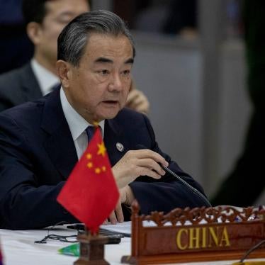 Chinese Foreign Minister Wang Yi speaks during the Special ASEAN-China Foreign Ministers' meeting on the Novel Coronavirus in Vientiane, Laos, February 20, 2020.
