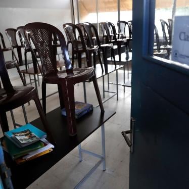 A classroom sits empty at a school in Loueizeh, east of Beirut, Lebanon, March 2, 2020.