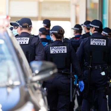 Police Public Order Response Teams respond to a small group of protesters who appeared at a shopping center and quickly dispersed before any arrests could be made during pop-up protests on September 20, 2020 in Melbourne, Australia. 