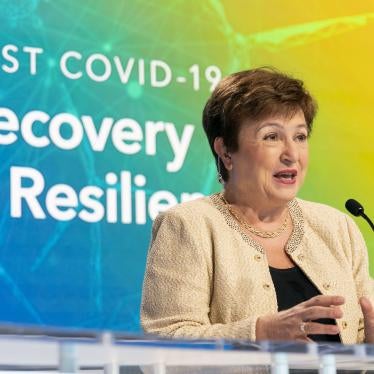 Managing Director Kristalina Georgieva participates in a panel discussion on post Covid-19 recovery and resilience during the 2020 Annual Meetings at the International Monetary Fund in Washington, DC, October 13, 2020.  