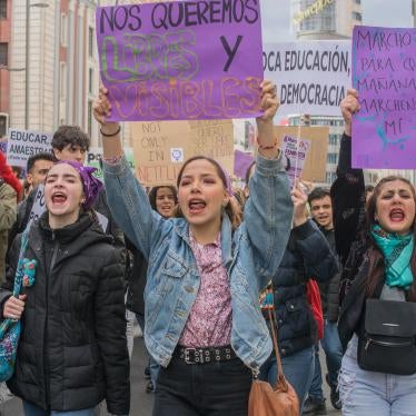 Students strike against sexist violence in Madrid, Spain, March 6, 2020. 