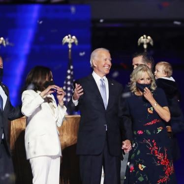Biden with Kamala Harris. Indoors. People Standing.