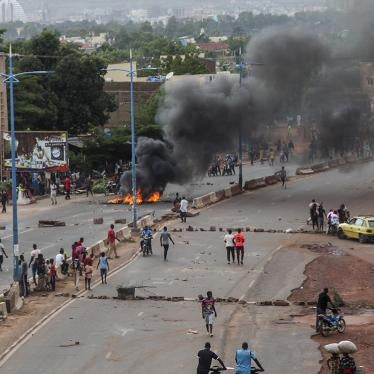 Anti-government protesters barricade roads in Mali’s capital, Bamako, on July 10, 2020. 