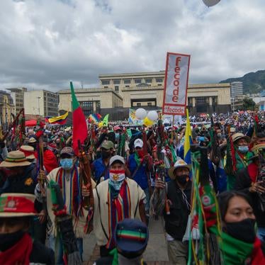 Educational syndicates, students, and tribes from the southwest of Colombia peacefully protest against the government of President Iván Duque Márquez in Bogotá, Colombia on October 21, 2020.