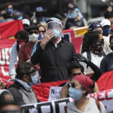 Central University students protest education budget cuts proposed by President Lenín Moreno to ease the economic pressure caused by the Covid-19 pandemic in Quito, Ecuador, Monday, May 11, 2020.
