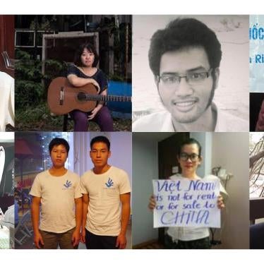 Vietnamese Political Detainees: Pham Doan Trang; Can Thi Theu and her sons Trinh Ba Phuong and Trinh Ba Tu; Dinh Thi Thu Thuy; Pham Chi Dung; Nguyen Tuong Thuy; Le Huu Minh Tuan; Tran Duc Thach