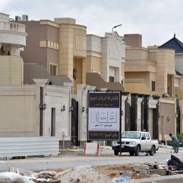 Foreign laborers work on the construction of new luxury houses in the Saudi capital, Riyadh, April 2019.