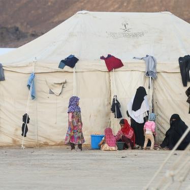 Women and children are pictured at a camp for people recently displaced by fighting in Yemen's northern province of al-Jawf between government forces and Houthis, in Marib, Yemen March 8, 2020.