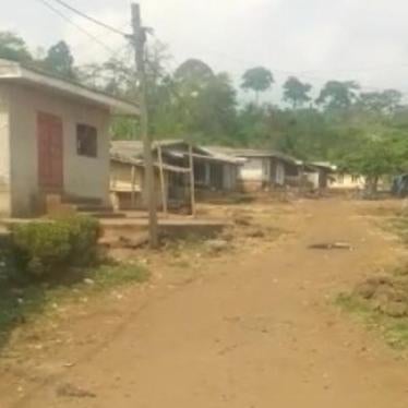 A screenshot from a video showing an empty Mautu village, South-West, 9 days after the soldiers conducted an abusive operation there, killing 9 civilians. After the military attack, villagers fled to the nearby bush and surrounding villages fearing renewed violence. 