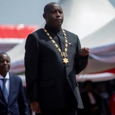 Burundi's President Evariste Ndayishimiye at his inauguration on June 18, 2020. President Ndayishimiye took power two months early after the abrupt death of his predecessor, Pierre Nkurunziza. 