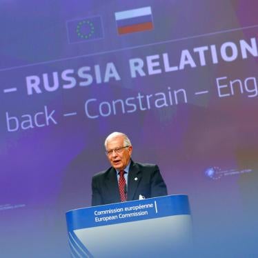 EU foreign policy chief Josep Borrell at a news conference unveiling a report on proposals for the EU stance on Russia. Brussels, Wednesday, June 16, 2021.