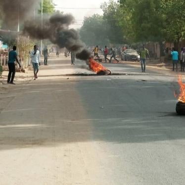 Protesters burning car tires in the streets of Chad’s capital N’Djamena on April 27, 2021 