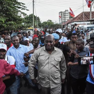Tanzania Chadema party chairman Freeman Mbowe (center) arrives at the party's headquarters after being released from Segerea prison in Dar es Salaam, Tanzania, on March 13, 2020.