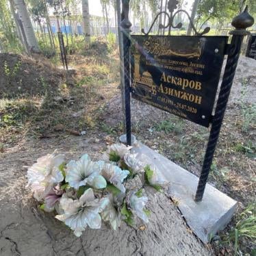 Grave of human rights defender Azimjon Askarov, who was arbitrarily arrested, tortured, convicted after an unfair trial in Kyrgyzstan and passed away in detention on June 25, 2020.