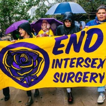 People rally to end intersex surgeries in New York City, October 27, 2018. 