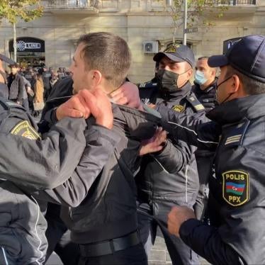 Police arrest protesters demanding the release of wrongly imprisoned activist, Saleh Rustamov, on December 1, 2021, Baku, Azerbaijan.