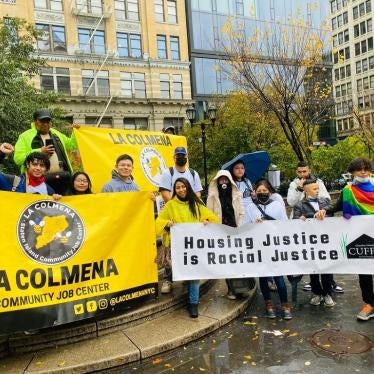 Community members from local organizations La Colmena and CUFFH participate in the 11 mile march for immigration reform, on Friday, November 12, 2021 in New York City. 